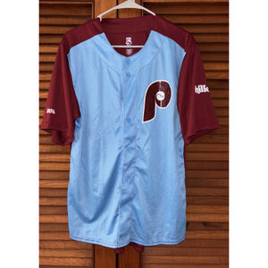 Philadelphia Phillies MLB Stitches Blue/Maroon Sleeve Jersey Adult Size Medium